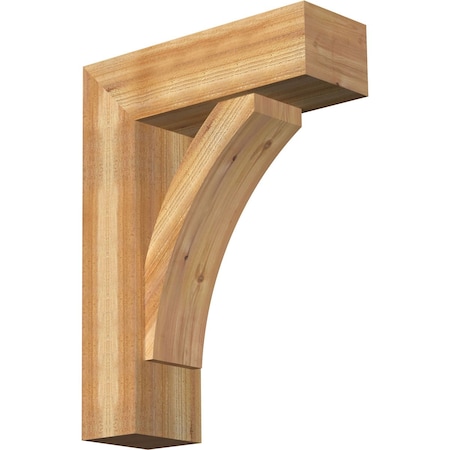 Ekena Millwork Thorton Block Rough Sawn Bracket w/ Offset Brace, Western Red Cedar, 8"W x 24"D x 32"H BKT0806X24X32THR05RWR